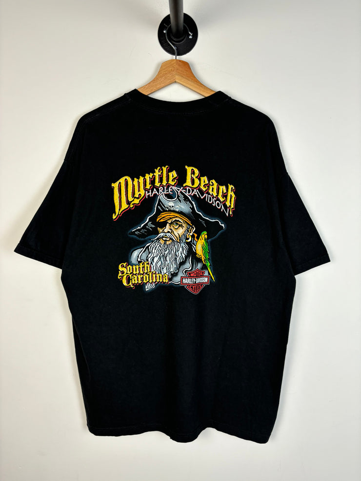 Vintage Harley Davidson Myrtle Beach Pirate Black Tee