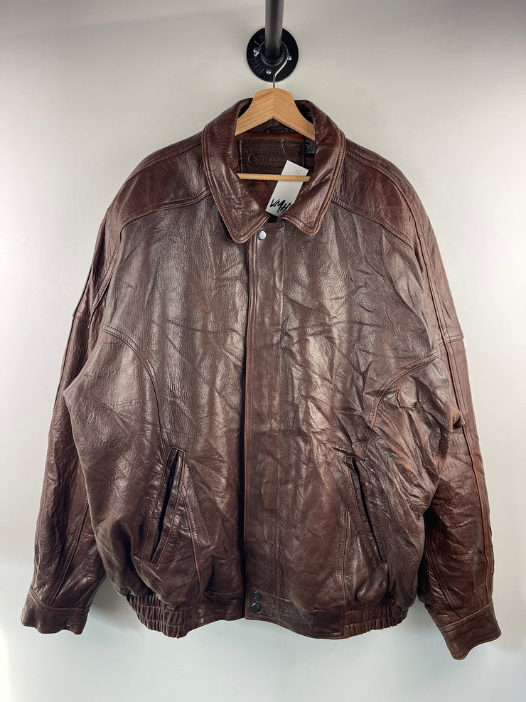 Vintage 90s Croft & Barrow Brown Leather Bomber Jacket