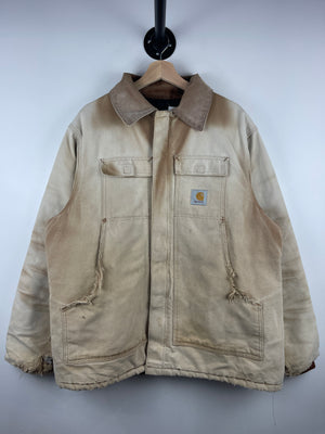 Vintage Carhartt Arctic Thrashed Faded Light Brown Insulated Work Jacket