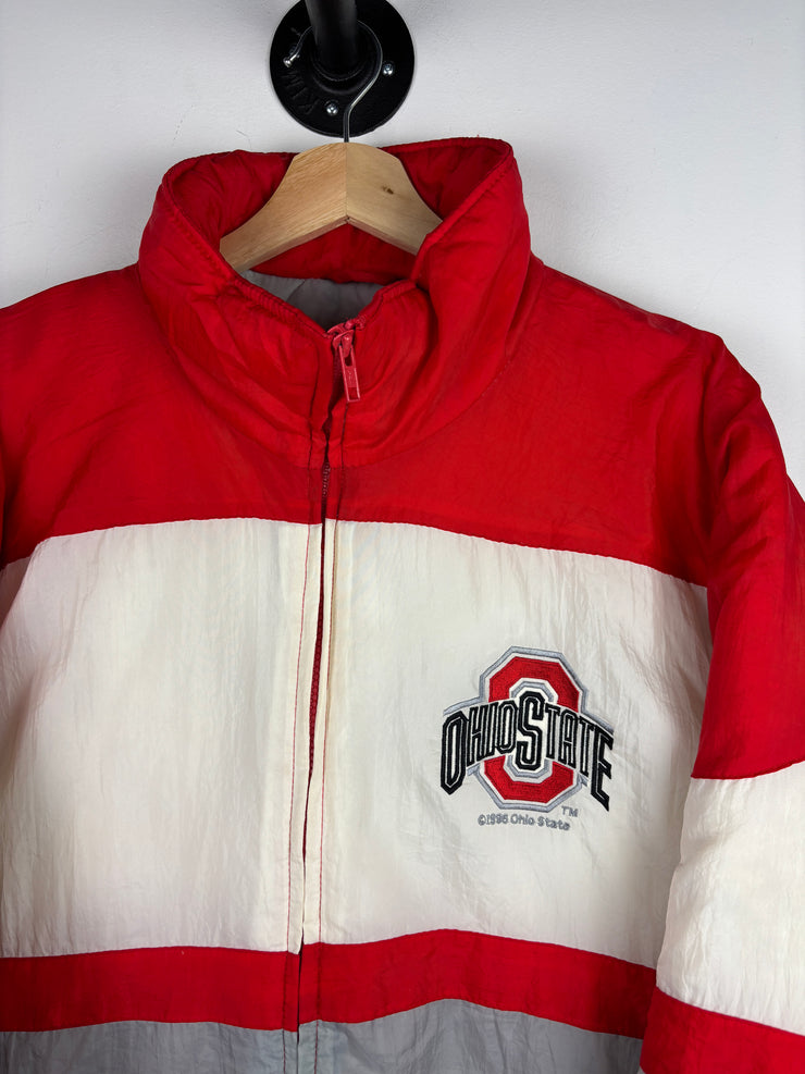 Vintage 90s Locker Line Ohio State Buckeyes Red & White Jacket