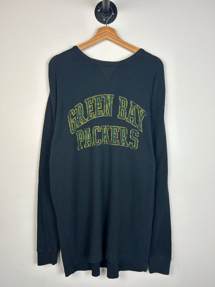 Vintage Y2K Green Bay Packers Black Thermal Long Sleeve