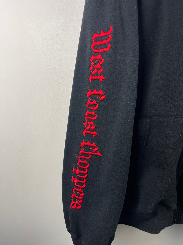 Vintage West Coast Choppers Long Beach Thermal Lined Black & Red Zip Up Hoodie