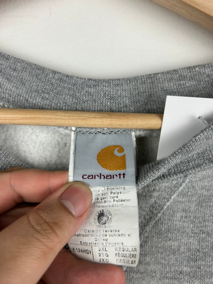 Vintage 90s Carhartt Spellout Embroidered Grey Crewneck
