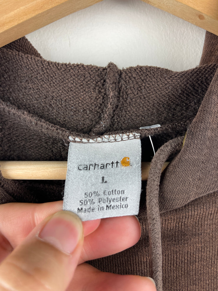 Vintage Carhartt Spellout Thrashed Brown Hoodie