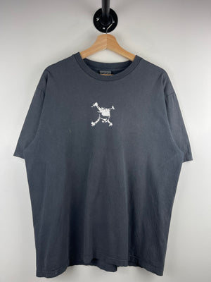 Vintage 90s Oakley Software Skull Spellout Faded Black Tee