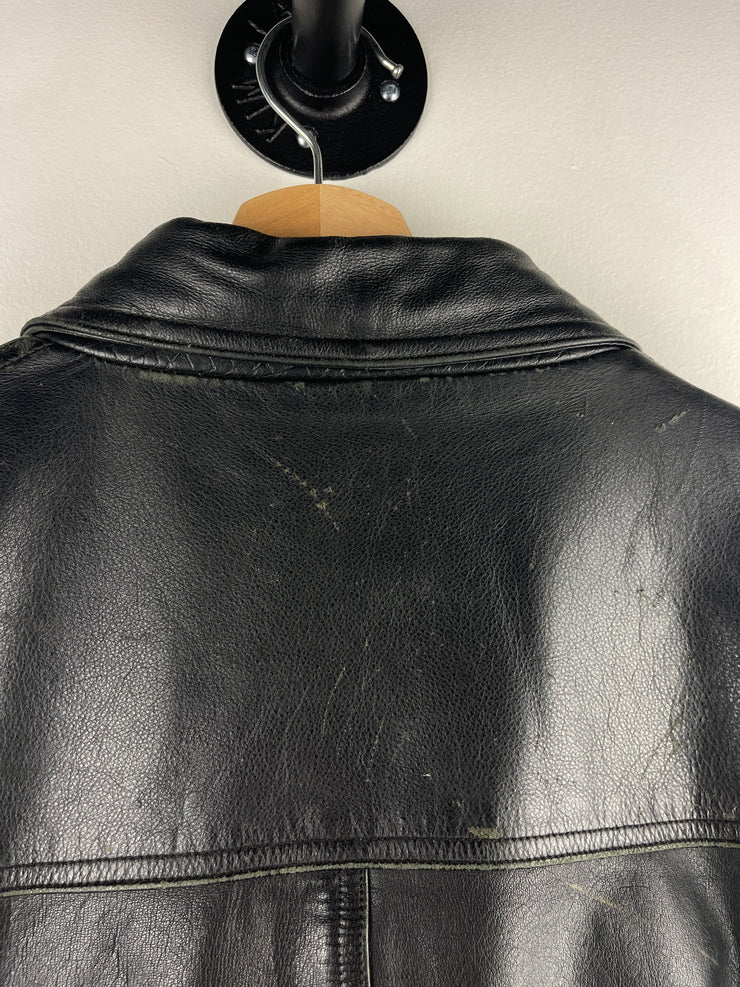 Vintage 90s Members Only Black Leather Bomber Jacket