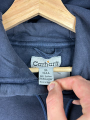 Vintage Carhartt Embroidered Paint Splattered Navy Hoodie