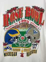 Vintage 90s Rose Bowl Michigan VS Washington Football White Tee