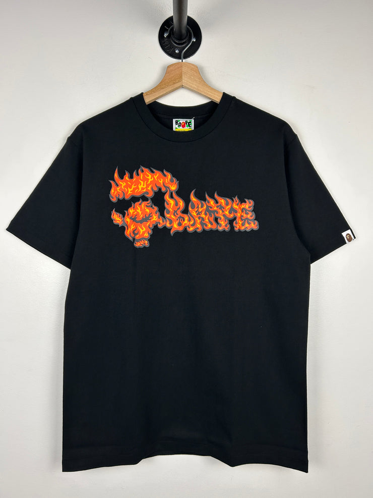 Bape Flame Spellout Black Tee