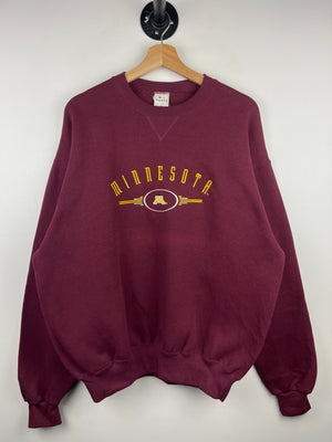 Vintage 90s Minnesota Gophers University Embroidered Burgundy Crewneck