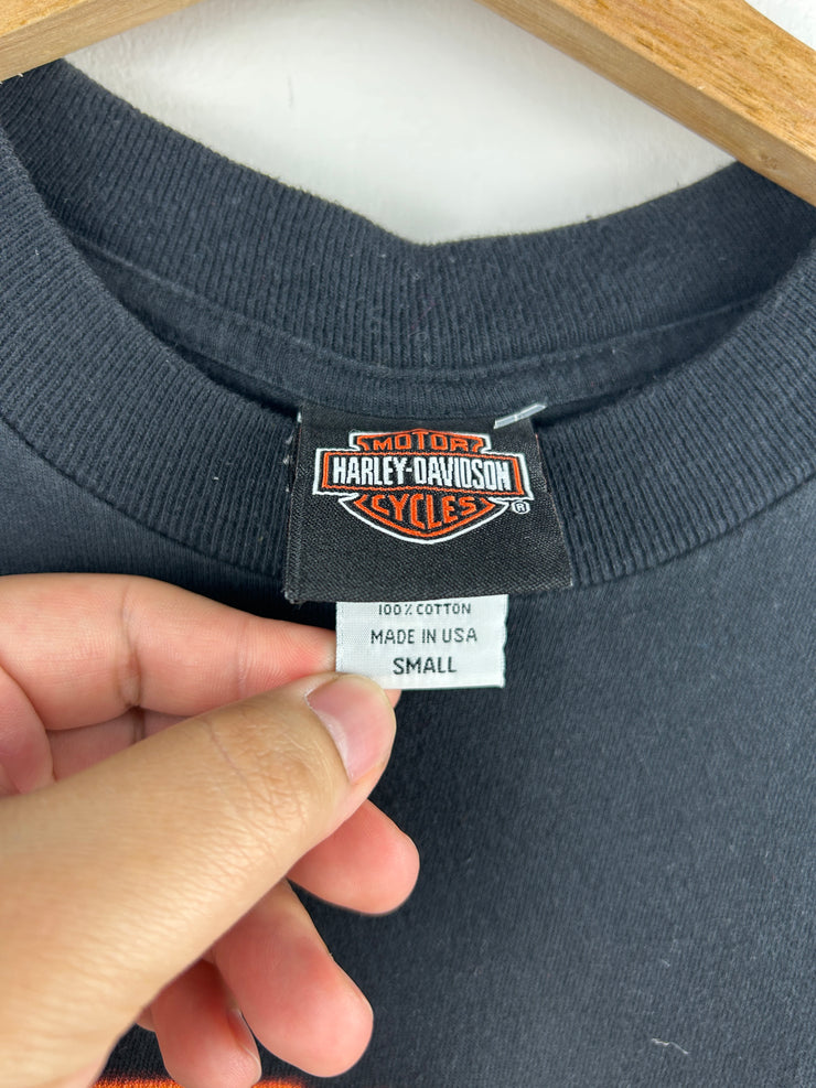 Vintage Harley Davidson Flames London Black Tee