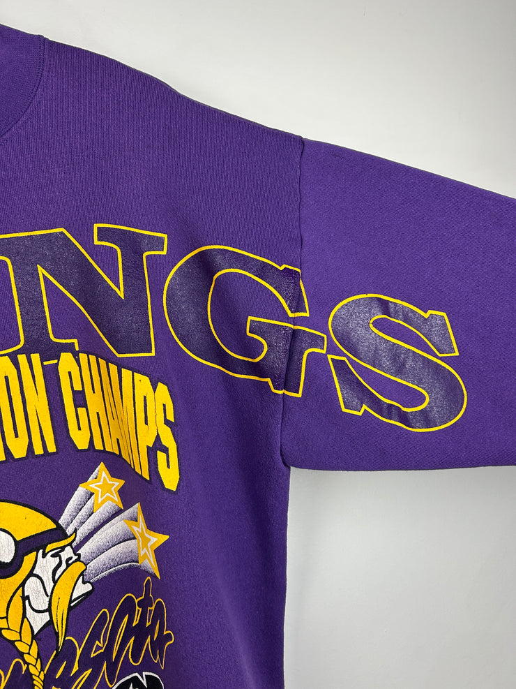 Vintage 90s NFL Cliff Engle Minnesota Vikings Champs Purple Crewneck