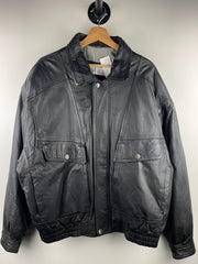Vintage 90s Joshua Ross Black Leather Bomber Jacket