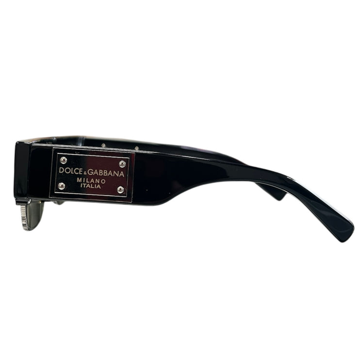 Dolce & Gabbana Logo Plaque Black & Silver Sunglasses