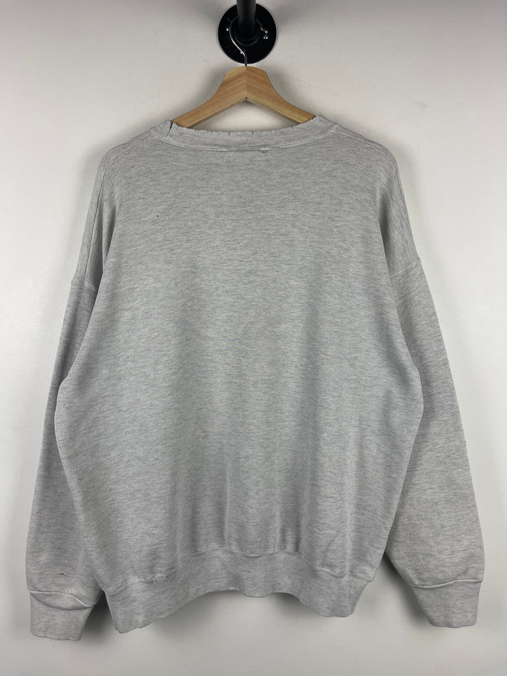Vintage 90s Penn State Spellout Distressed Grey Crewneck