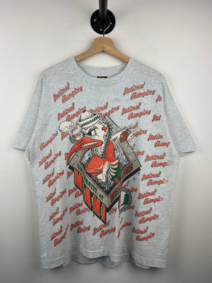 Vintage 90s Miami Hurricanes University National Champion Grey Tee