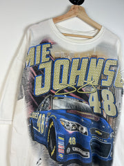 Vintage Nascar Jimmie Johnson White All Over Print Tee