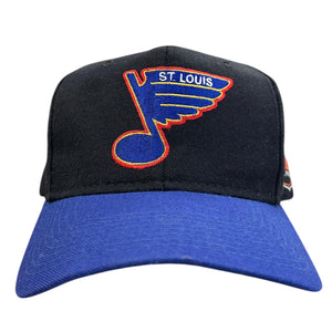 Vintage 90s NHL Starter St Louis Blues Plain Logo Wool Black Snapback Hat