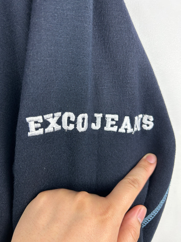Vintage Y2K Exco Bulldog Black & Baby Blue Hoodie