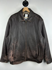 Vintage Cezani Brown Leather Cropped Bomber Jacket