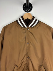 Vintage 80s Holloway Brown Satin Varsity Jacket