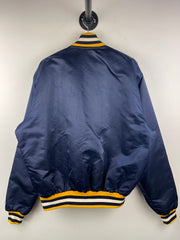 Vintage 90s Starter Michigan Wolverines Navy Satin Bomber Jacket