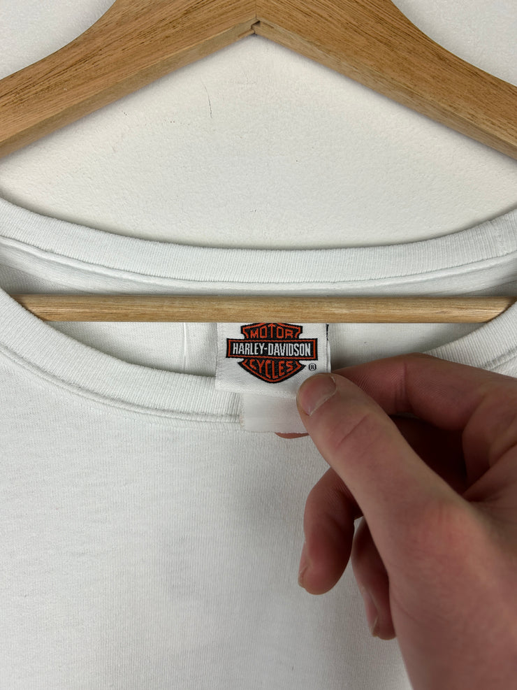 Vintage Harley Davidson Johnstown Flames White Long Sleeve