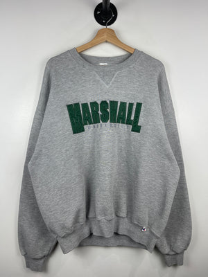 Vintage 90s Russell Athletic Marshall University Embroidered Grey Crewneck