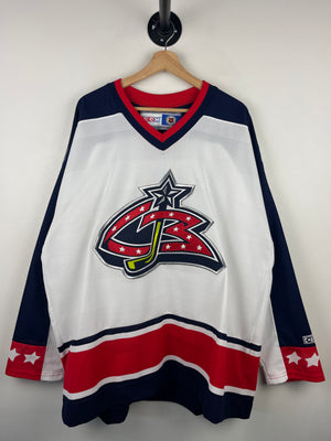 Vintage 90s NHL CCM Columbus Blue Jackets White Hockey Jersey