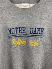 Vintage 90s Notre Dame Fighting Irish Embroidered Grey Crewneck