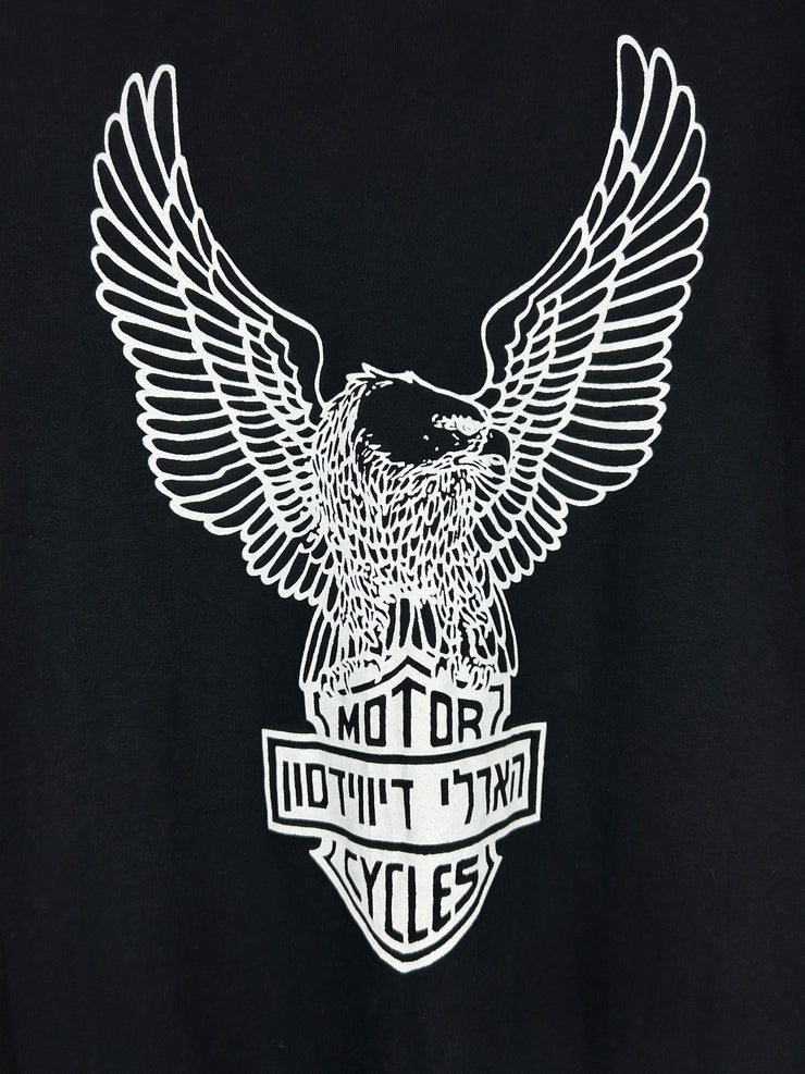 Vintage 90s Harley Davidson Hebrew Black Tee