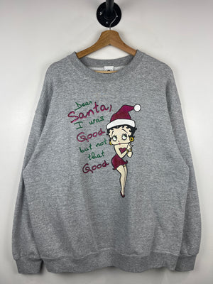 Vintage 2004 Betty Boop Christmas Dear Santa I Was Good But Not That Good Grey Crewneck