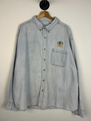 Vintage 90's Logo 7 Green Bay Packers Denim Button Up Shirt