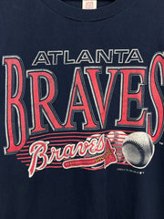 Vintage 90s MLB Logo 7 Atlanta Braves Navy Tee