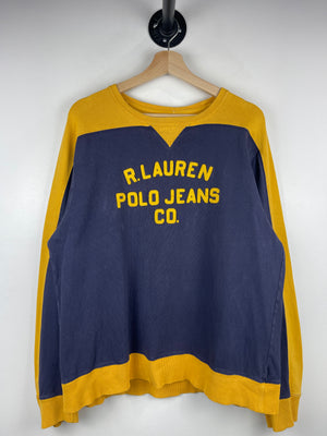 Vintage Polo Ralph Lauren Jeans Co Embroidered Navy & Yellow Crewneck
