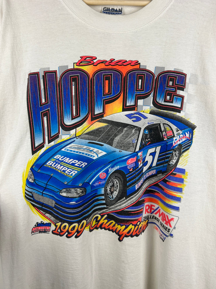 Vintage 90s Nascar Brian Hoppe Gildan White Tee