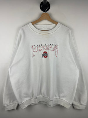 Vintage Ohio State Buckeyes University Embroidered White Crewneck