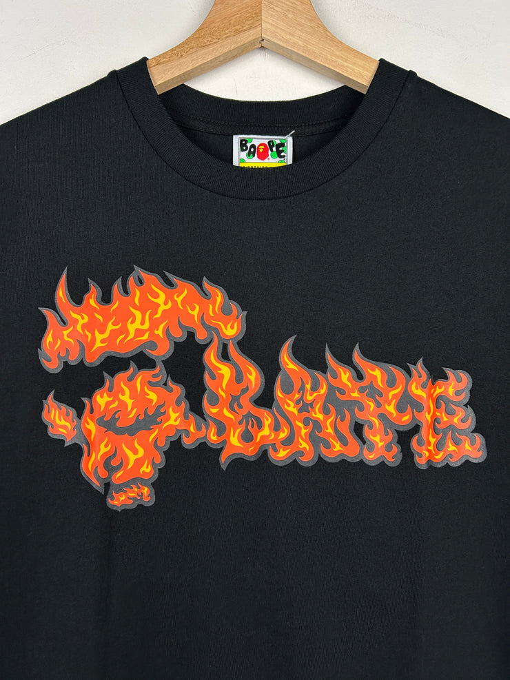 Bape Flame Spellout Black Tee
