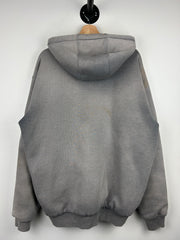 Vintage 90s Carhartt Patch Thermal Lined Faded Grey Zip Up Hoodie