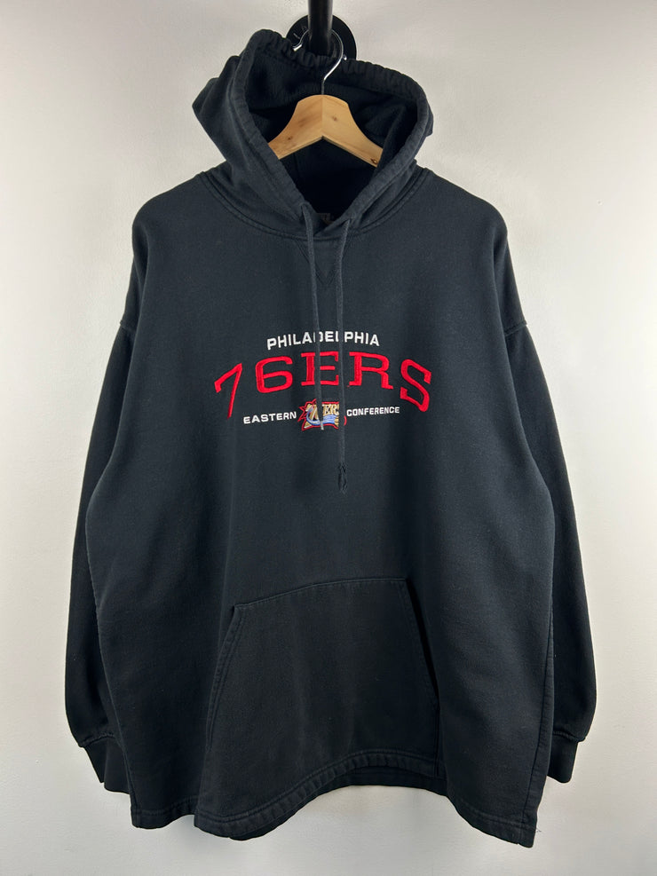 Vintage NBA Philadelphia 76ers Embroidered Black Hoodie