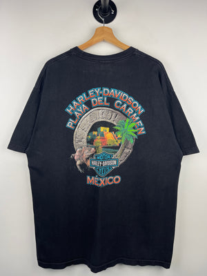 Vintage Harley Davidson Playa Del Carmen Mexico Black Tee