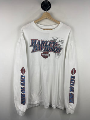 Vintage Harley Davidson Live To Ride Daytona Beach Florida White Long Sleeve