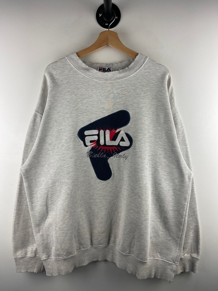 Vintage 90s Fila Biella Italy Embroidered Grey Crewneck
