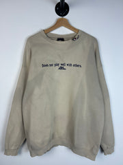 Vintage 90's No Fear "Does Not Play Well With Others" Beige Crewneck