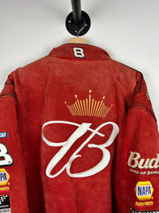 Vintage 90s Nascar Jeff Hamilton Budweiser Dale Earnhardt Jr. Suede Racing Red Jacket