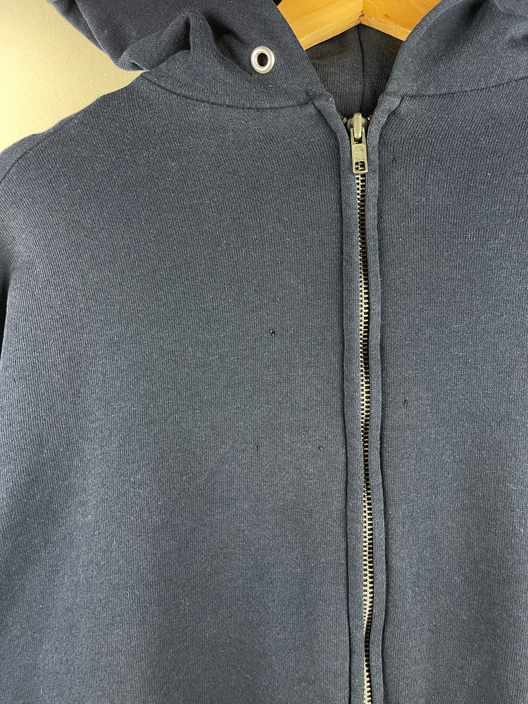 Vintage 90s Jerzees Blank Navy Zip Up Hoodie