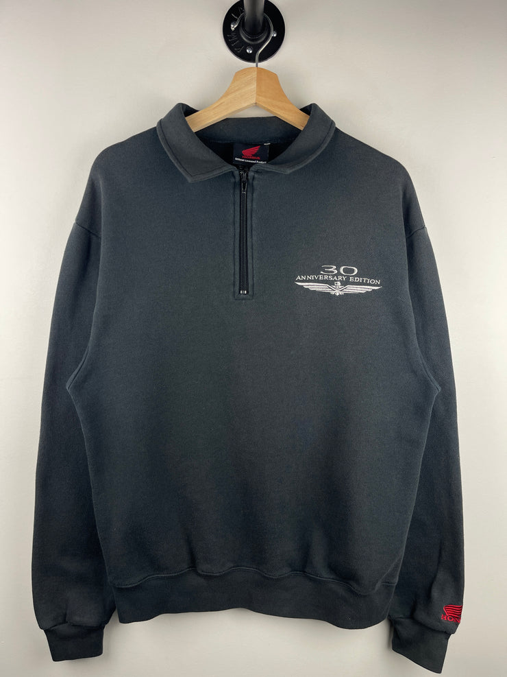 Vintage Honda 30th Anniversary Edition Goldwing Black Quarter Zip Sweater
