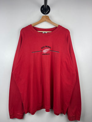 Vintage NHL Detroit Red Wings Hockey Embroidered Red Long Sleeve
