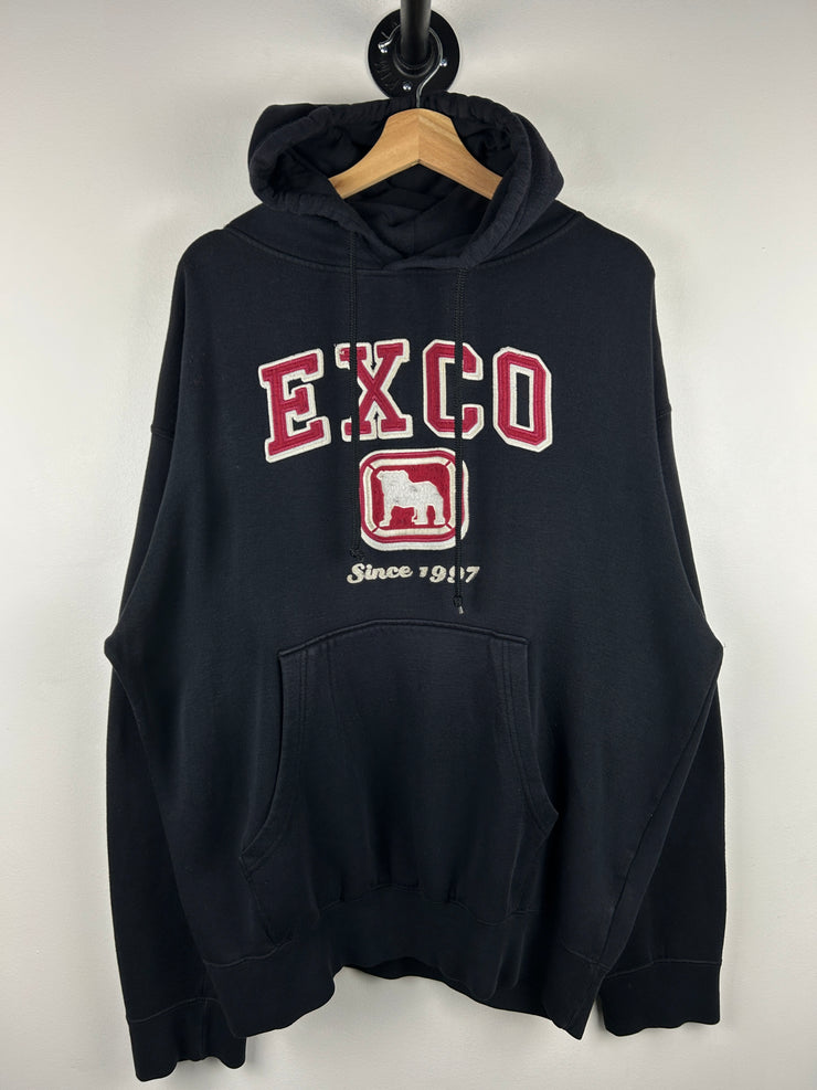 Vintage Y2K Exco Bulldog Embroidered Black Hoodie