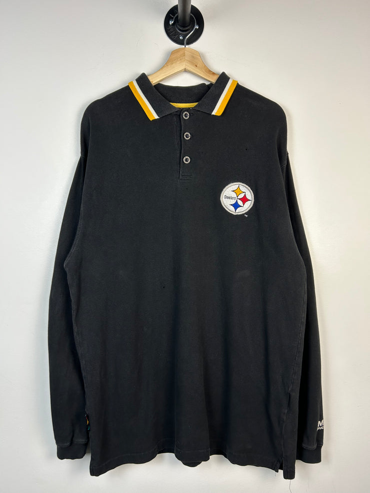 Vintage 90s NFL Mirage Pittsburgh Steelers Polo Rugby Long Sleeve